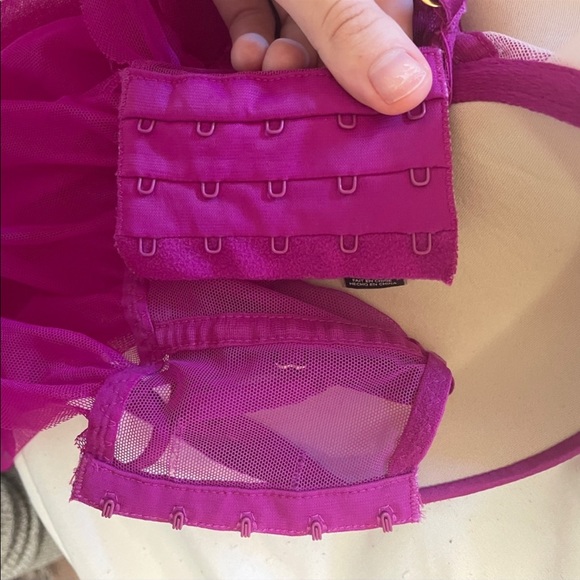 Victoria’s Secret Fuchsia Push-Up Babydoll Bustier Tulle Lingerie - Picture 9 of 9